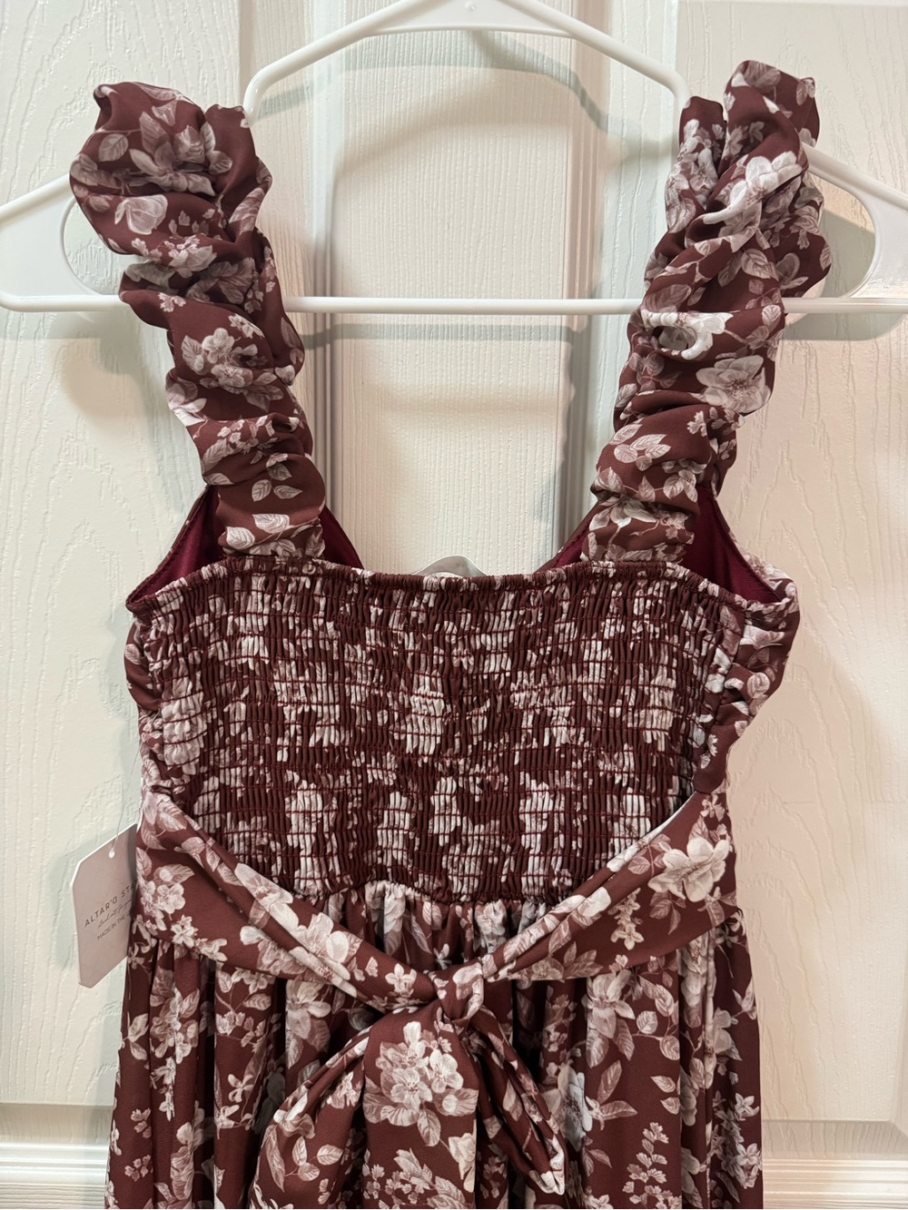 Altar'd State Mauve Floral Ruffle-Strap Maxi Dress Size XXS - Picture 8 of 12